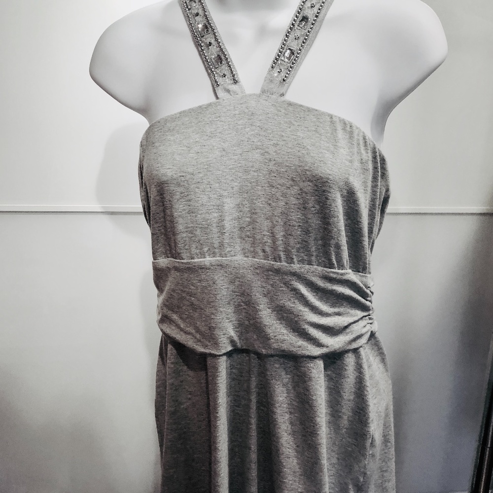 Gray halter top beaded